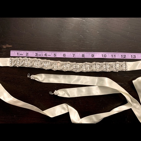 Rhinestone Bone Ivory belt sash bridal